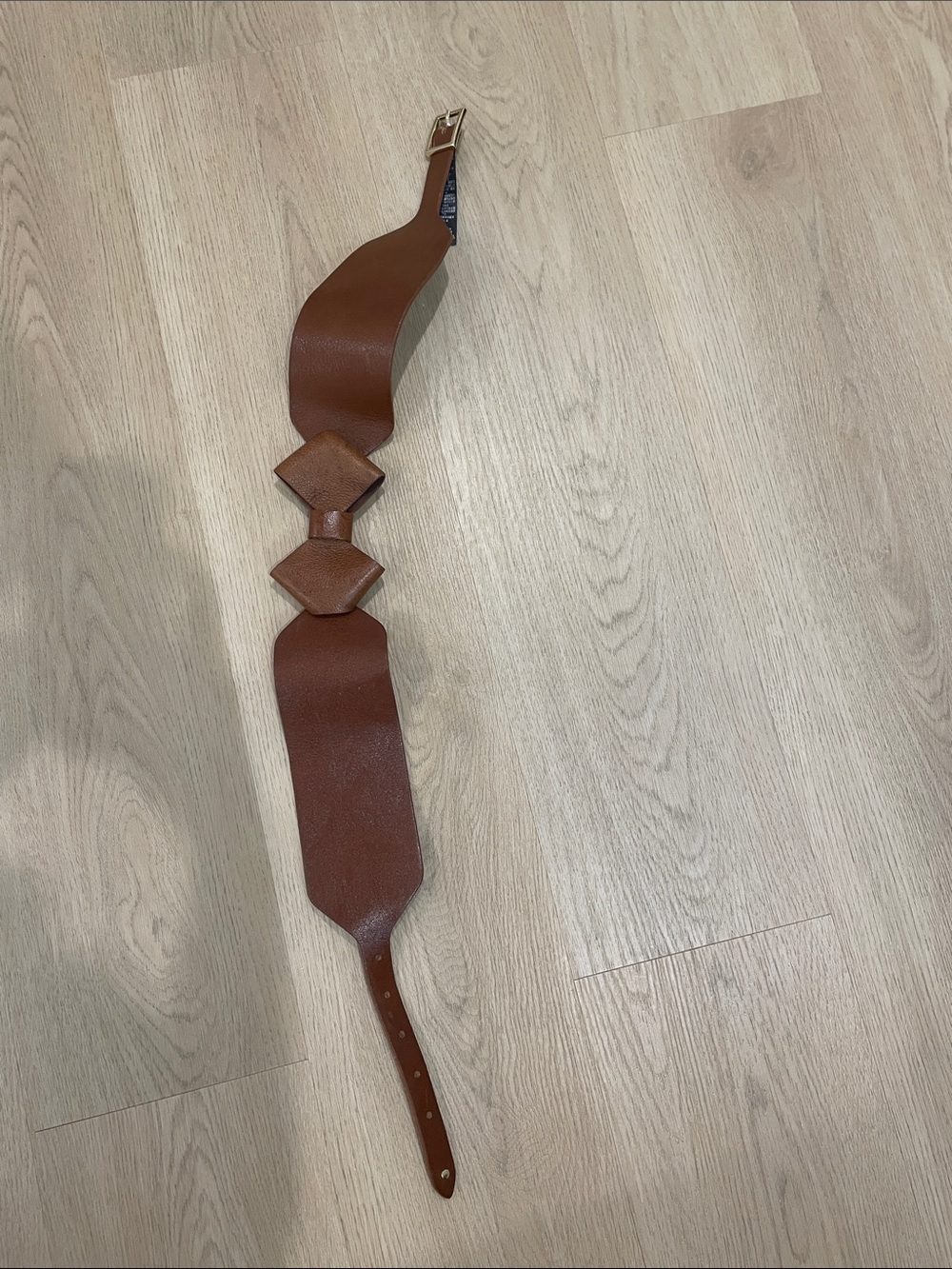 Brown Leather Wide Adjustable Women's Belt with Decorative Accents